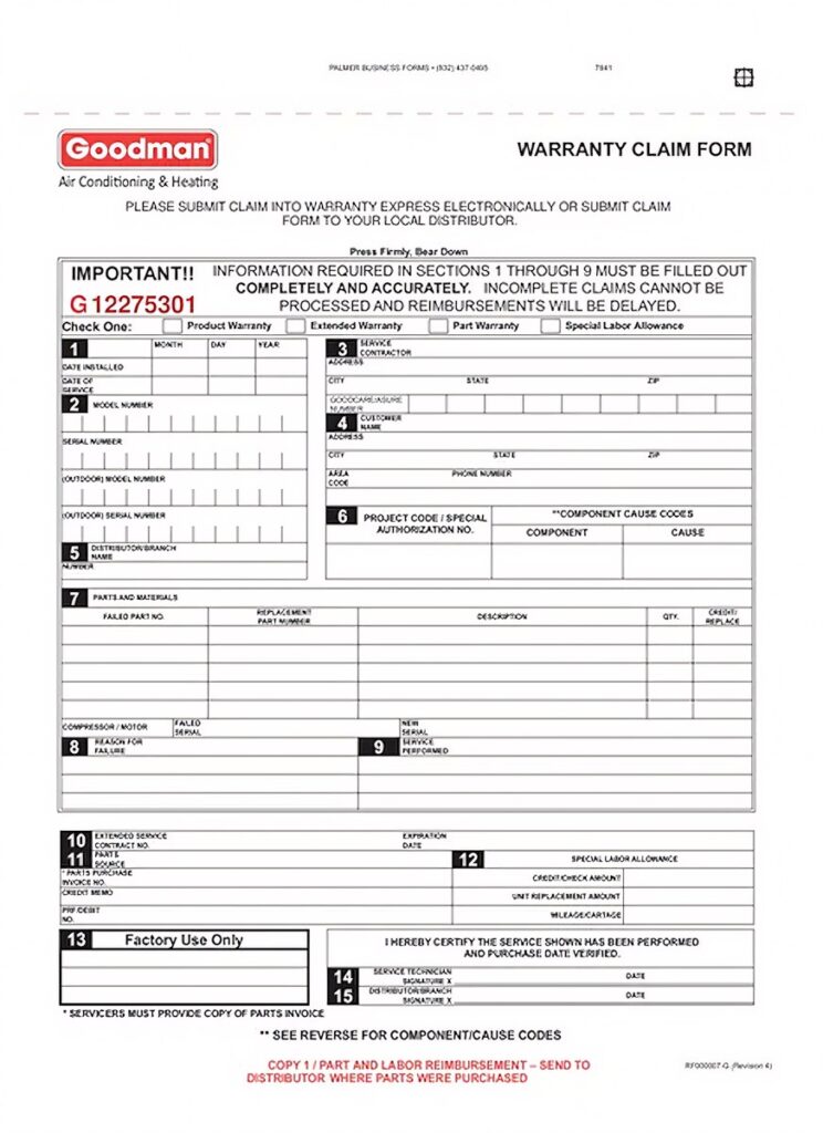 AC Warranty Claim