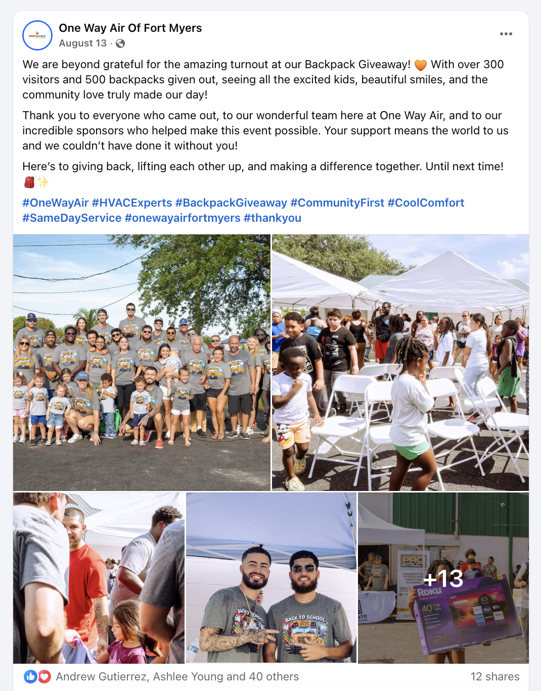 charity backpack giveaway one way air